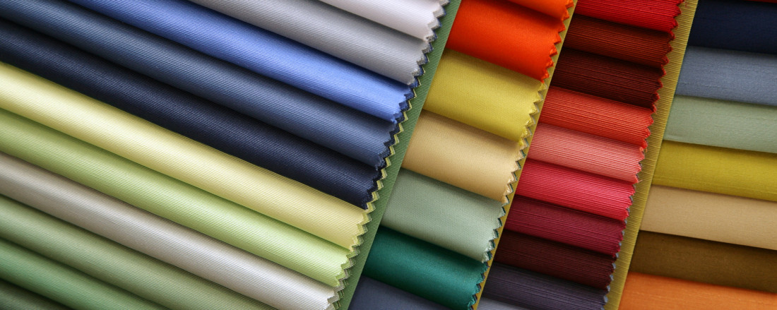 Color samples of a fabric in shop